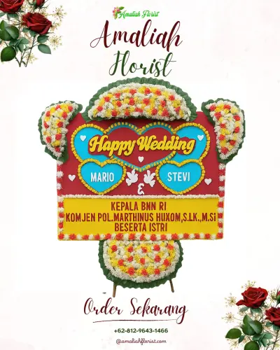 Karangan Papan Bunga Pernikahan di Nyomplong